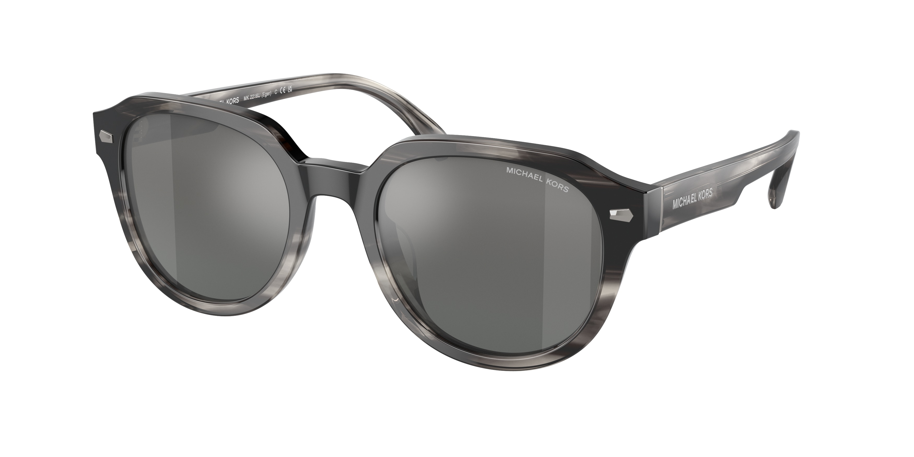 Michael Kors Man MK2216U EGER 396688 Sunglasses Acetate Black Grey Round Normal Mirror-image
